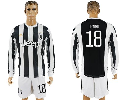 Juventus #18 Lemina Home Long Sleeves Soccer Club Jersey